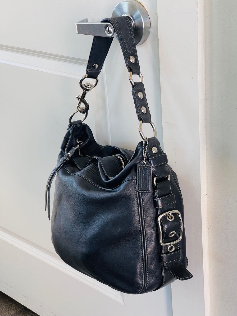 COACH Vintage Black Leather Purse Zoe Hobo Shoulder bag Handbag